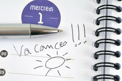 Vacances notées sur un agenda