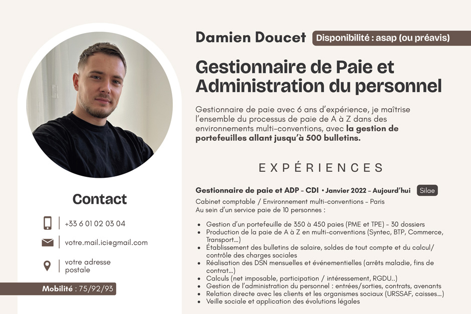 CV Gestionnaire de Paie